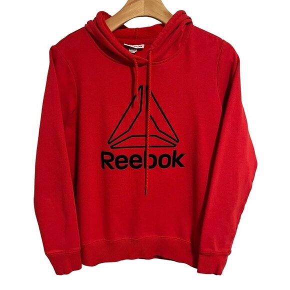 Reebok Hoodie Womens Large Red Jacket Fleece No Pocket Slit Side Pull Over - Picture 1 of 7